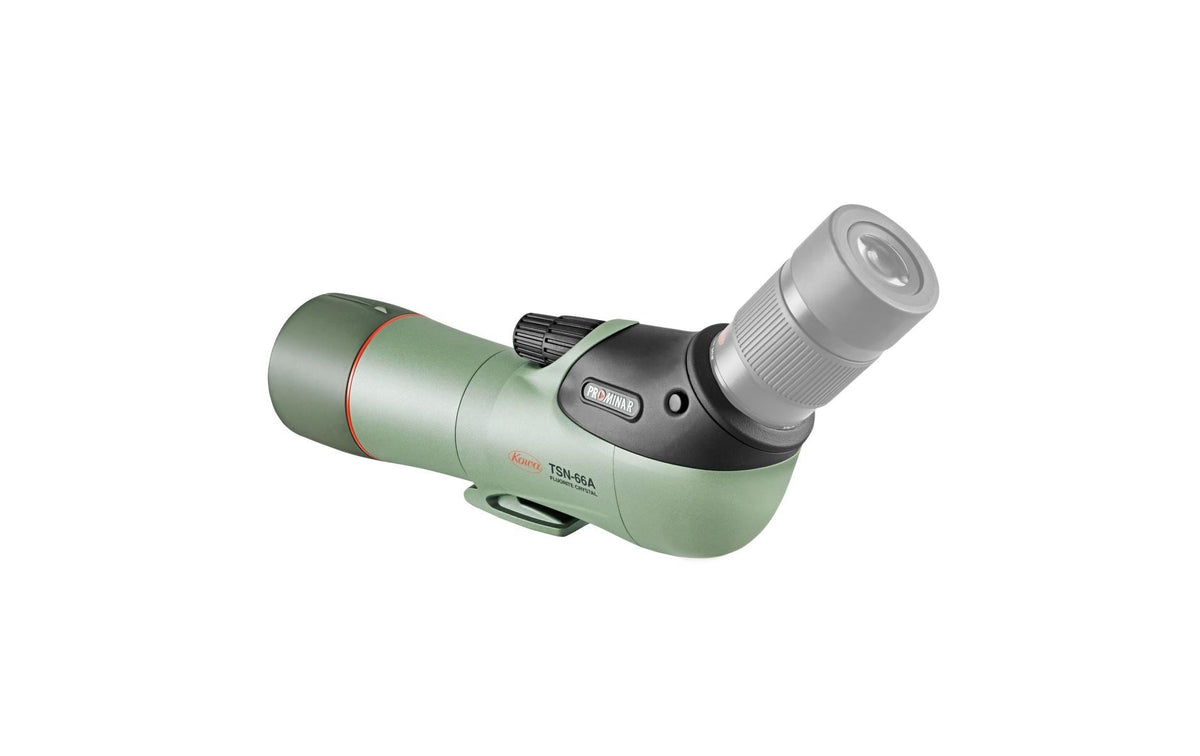 Kowa TSN-66A – 66 mm Objektivdurchmesser, 365 mm Länge, 1'500 g, 45° gewinkelt, wasserfest, grün