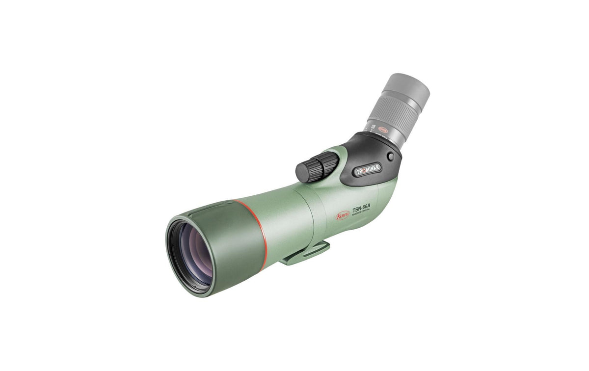 Kowa TSN-66A – 66 mm Objektivdurchmesser, 365 mm Länge, 1'500 g, 45° gewinkelt, wasserfest, grün