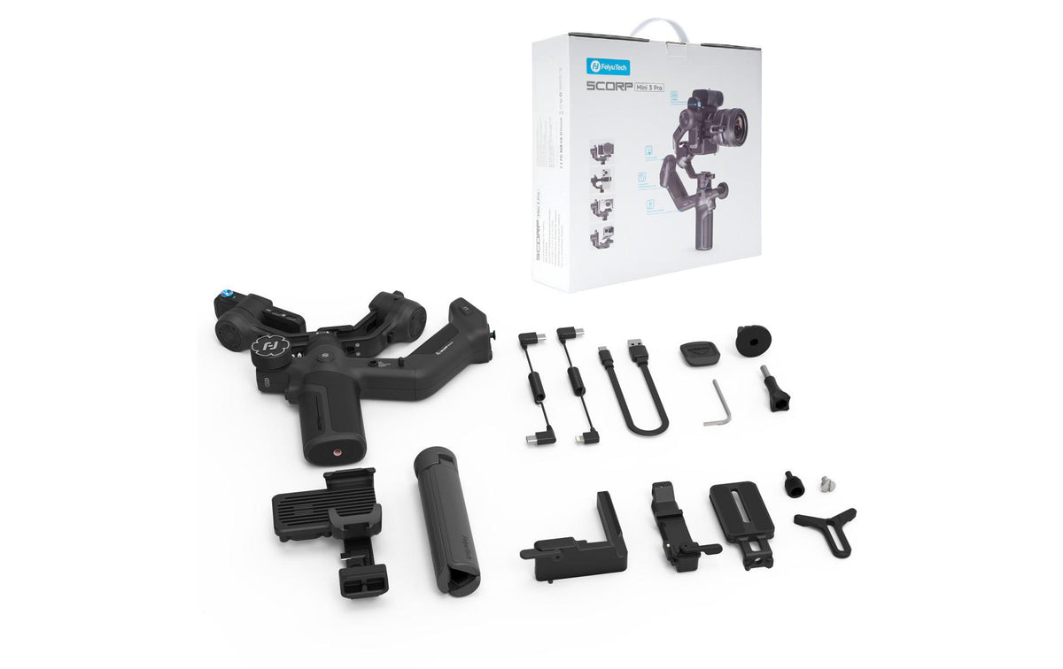 FeiYu-Tech Scorp Mini 3 Pro 3-Achs-Gimbal – 2 kg Tragkraft, KI-Tracking – für Actioncams, CSC, DSLM und mehr