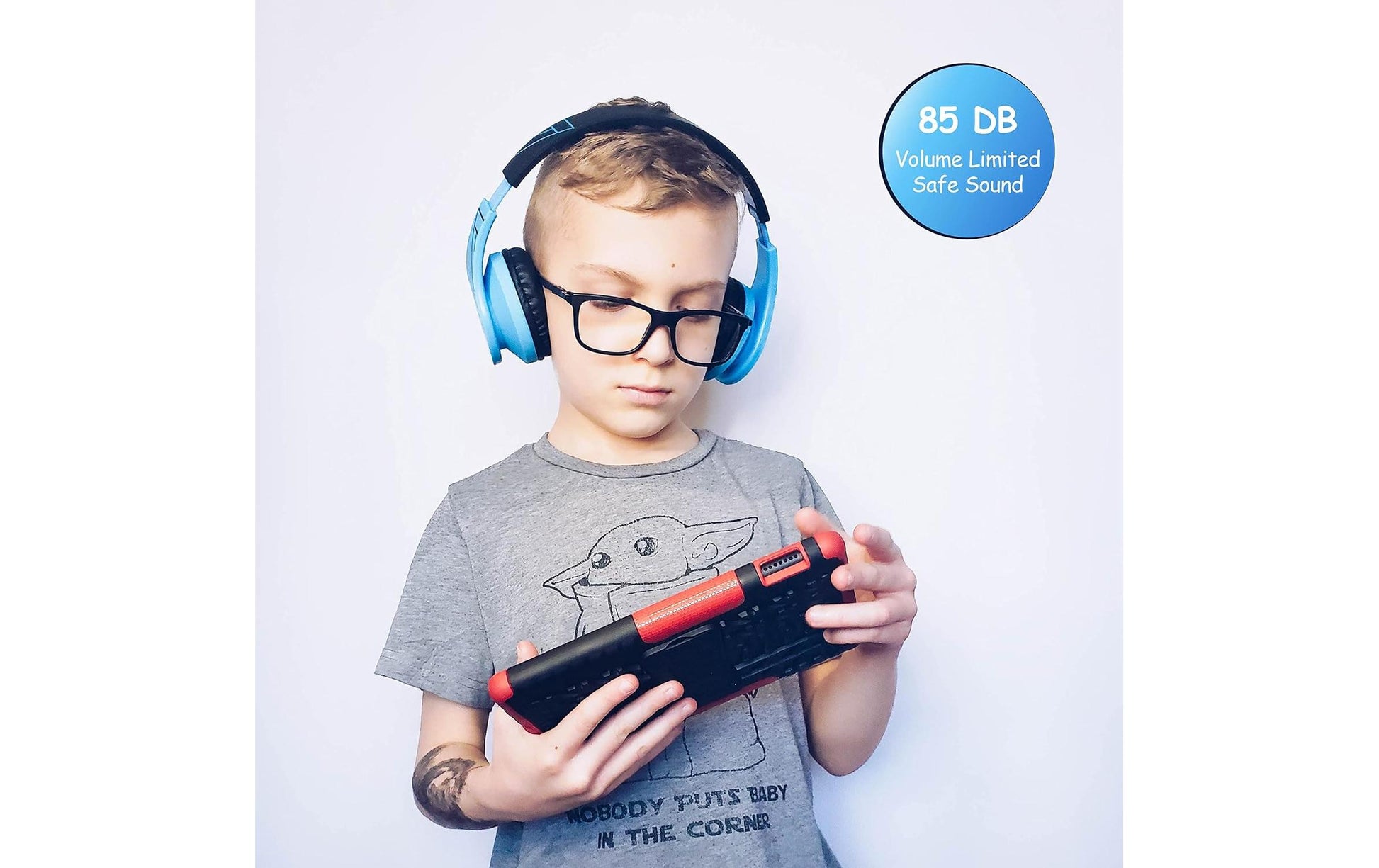 Powerlocus P1 Kinderkopfhörer – On-Ear, BT 5.3, 3,5 mm Klinke, Blau/Schwarz