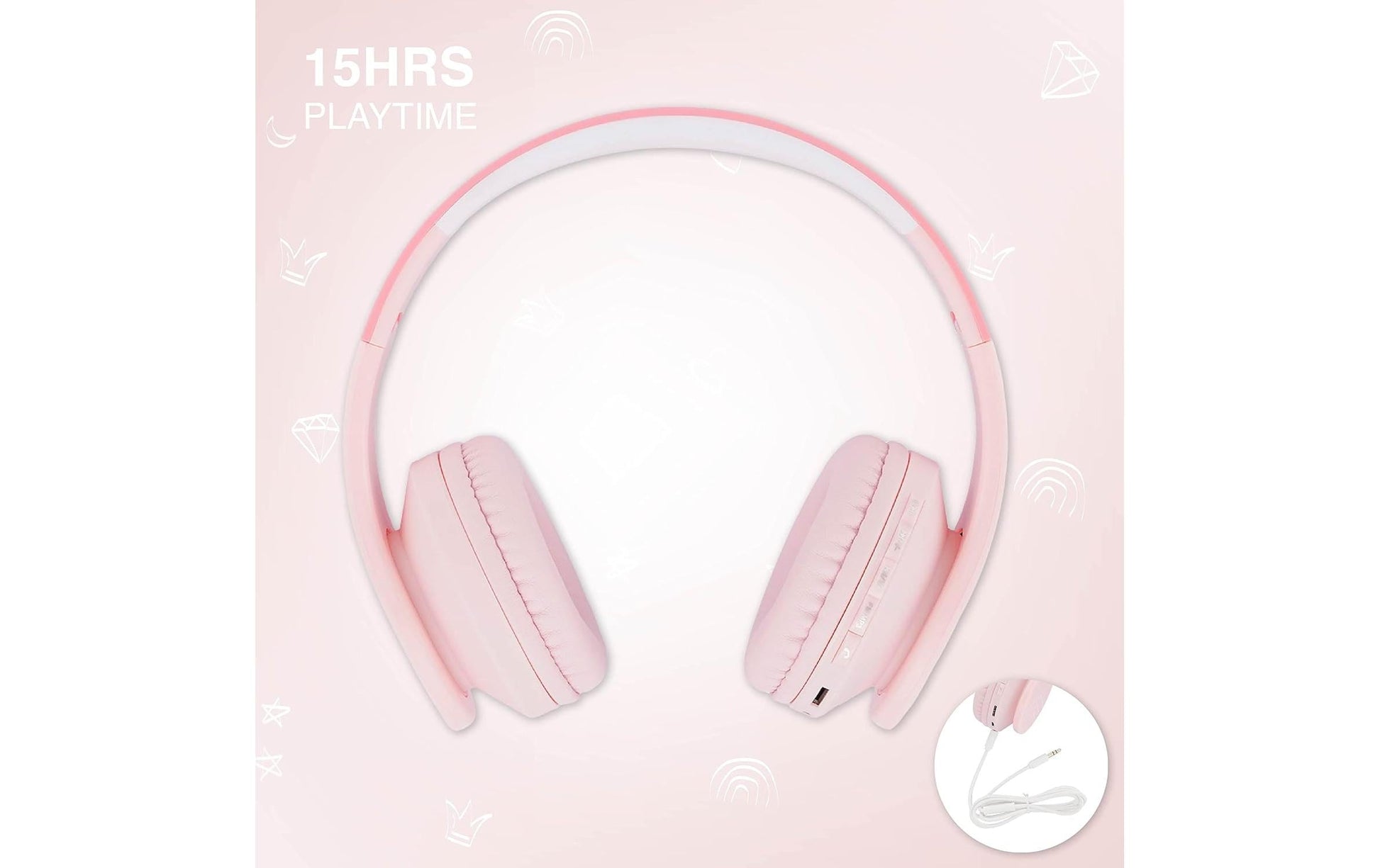 PowerLocus P1 Kinderkopfhörer – Over-Ear, BT 5.3, Rosa
