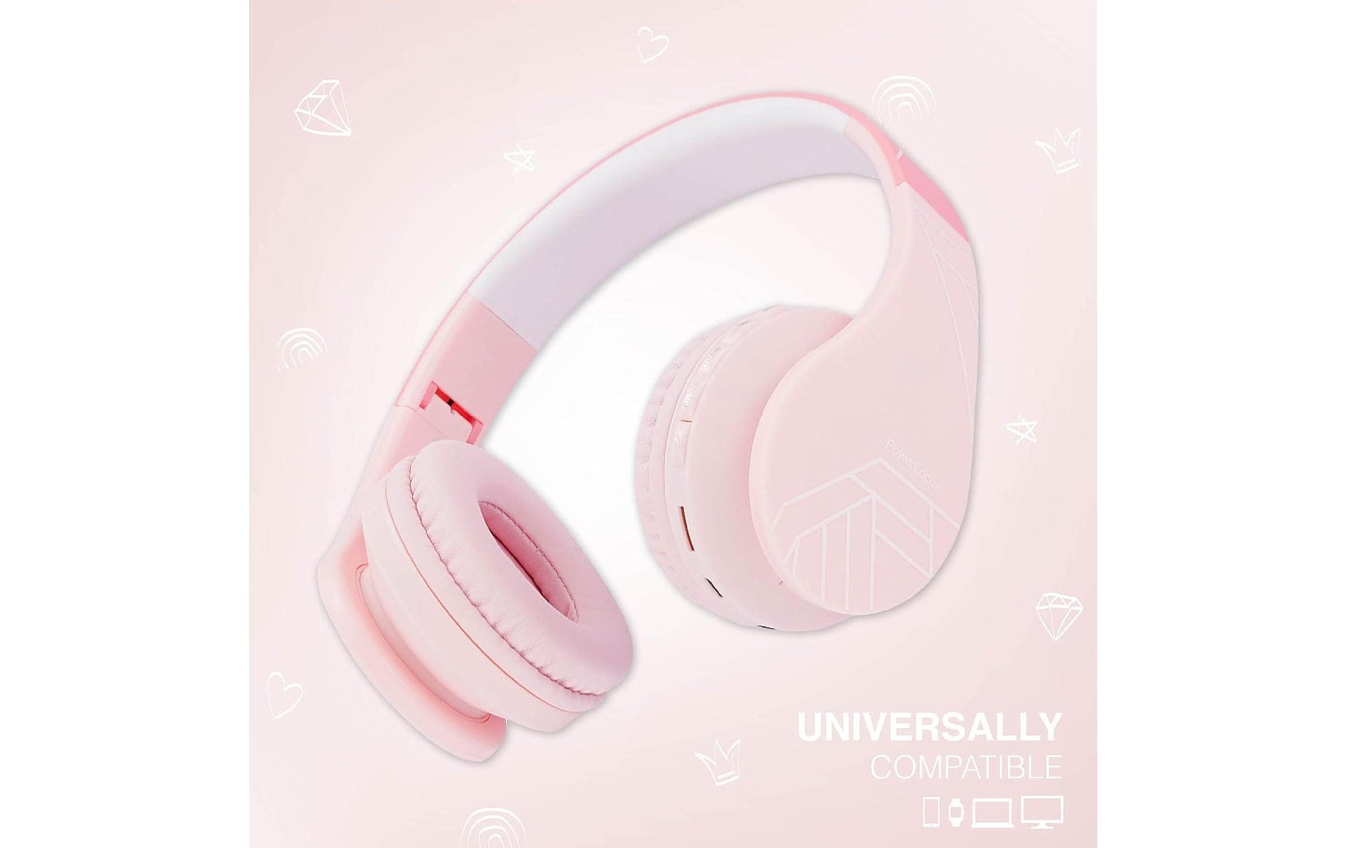PowerLocus P1 Kinderkopfhörer – Over-Ear, BT 5.3, Rosa