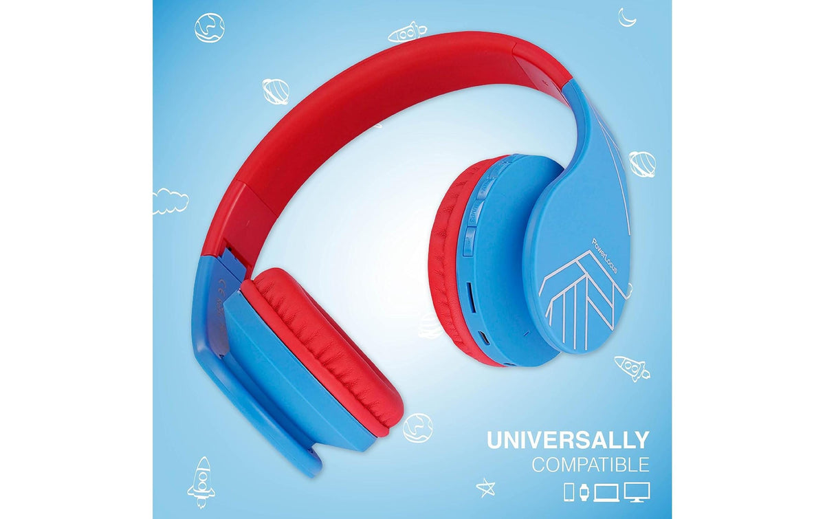PowerLocus P1 Kids Kinderkopfhörer – Over-Ear, BT, USB-C, ANC, Blau/Rot