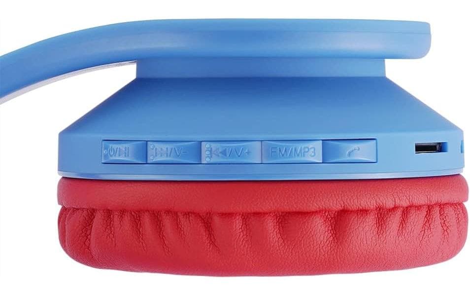 PowerLocus P1 Kids Kinderkopfhörer – Over-Ear, BT, USB-C, ANC, Blau/Rot