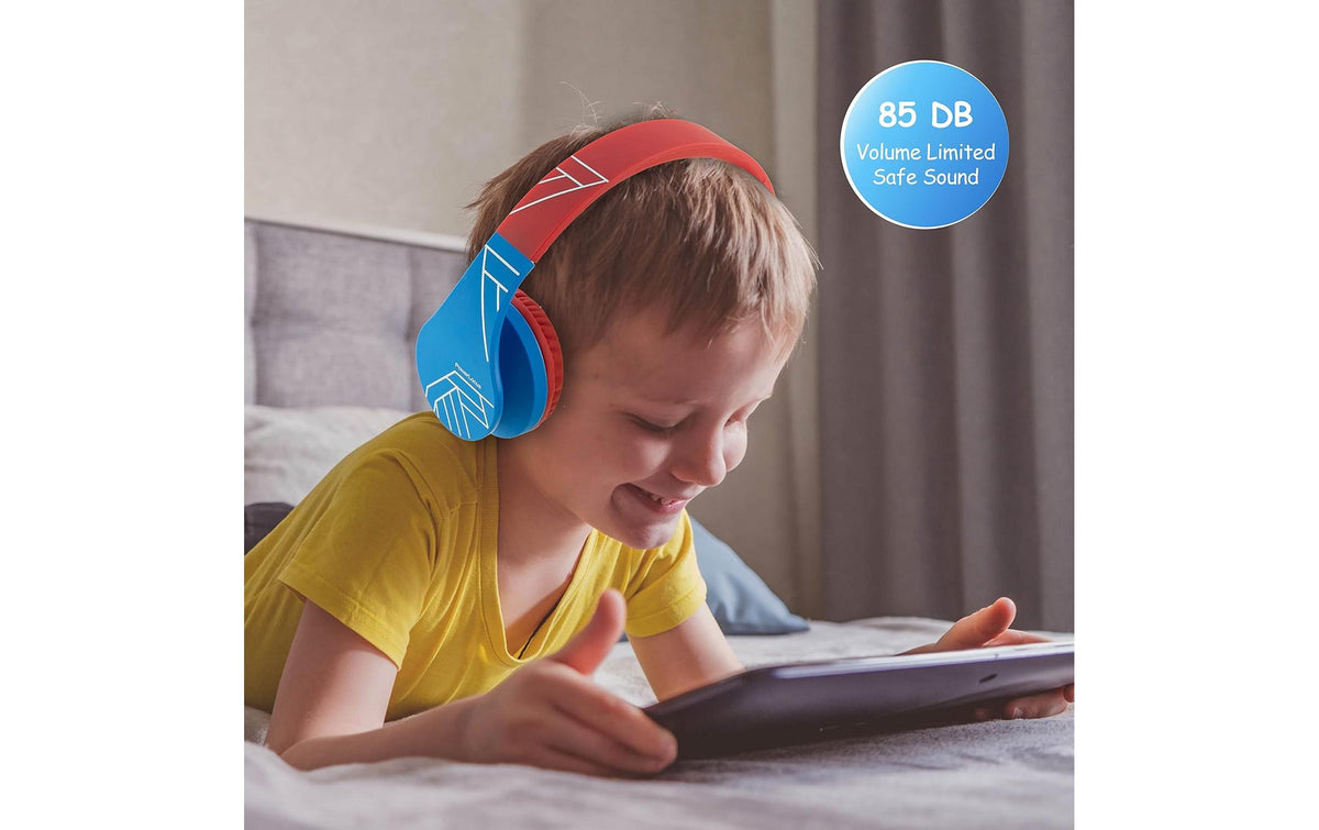 PowerLocus P1 Kids Kinderkopfhörer – Over-Ear, BT, USB-C, ANC, Blau/Rot