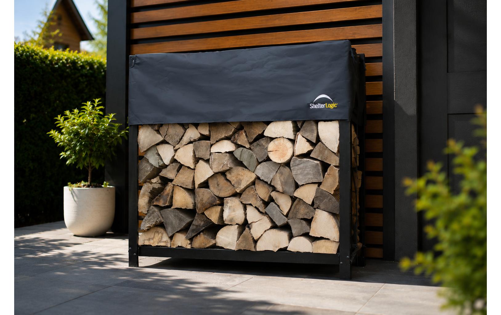 ShelterLogic Kaminholzregal mit Abdeckung – Stahl/Polyester – 1200 × 1189 × 360 mm