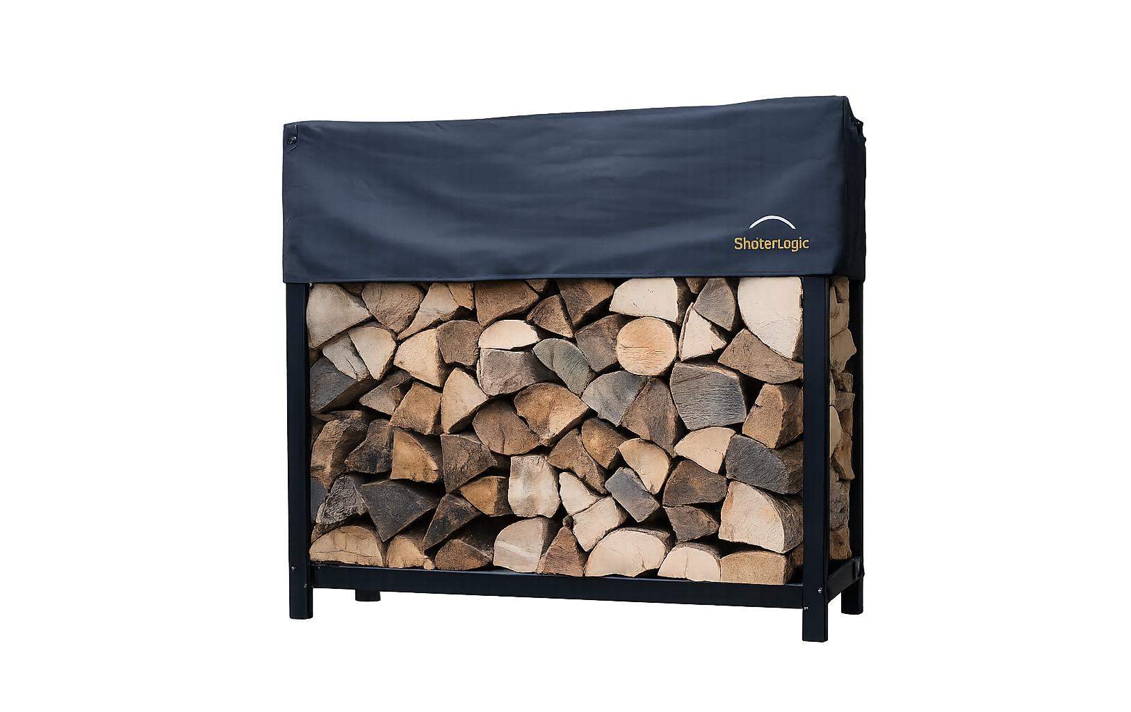 ShelterLogic Kaminholzregal mit Abdeckung – Stahl/Polyester – 1200 × 1189 × 360 mm
