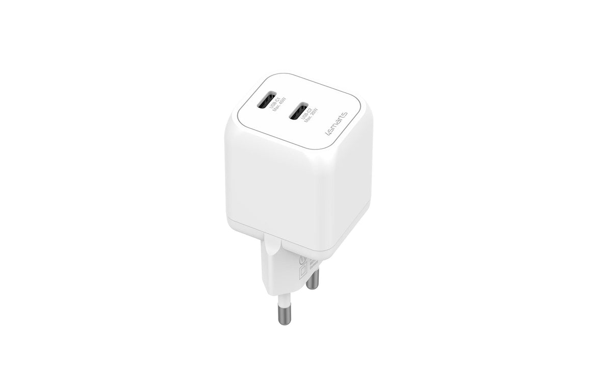 4smarts USB-Ladegerät 45 W – USB-C×2 – SiC, Weiss