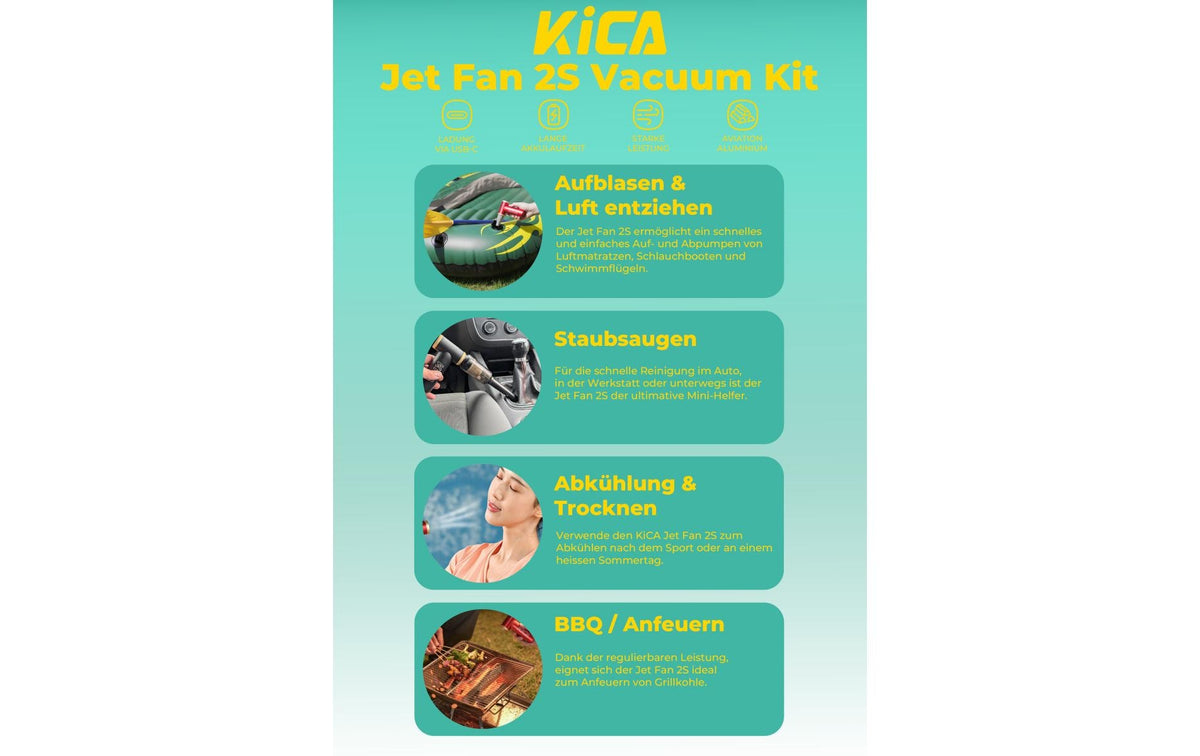 KICA Akkustaubsauger Jet Fan 2S Vacuum Kit – 210 min, grün