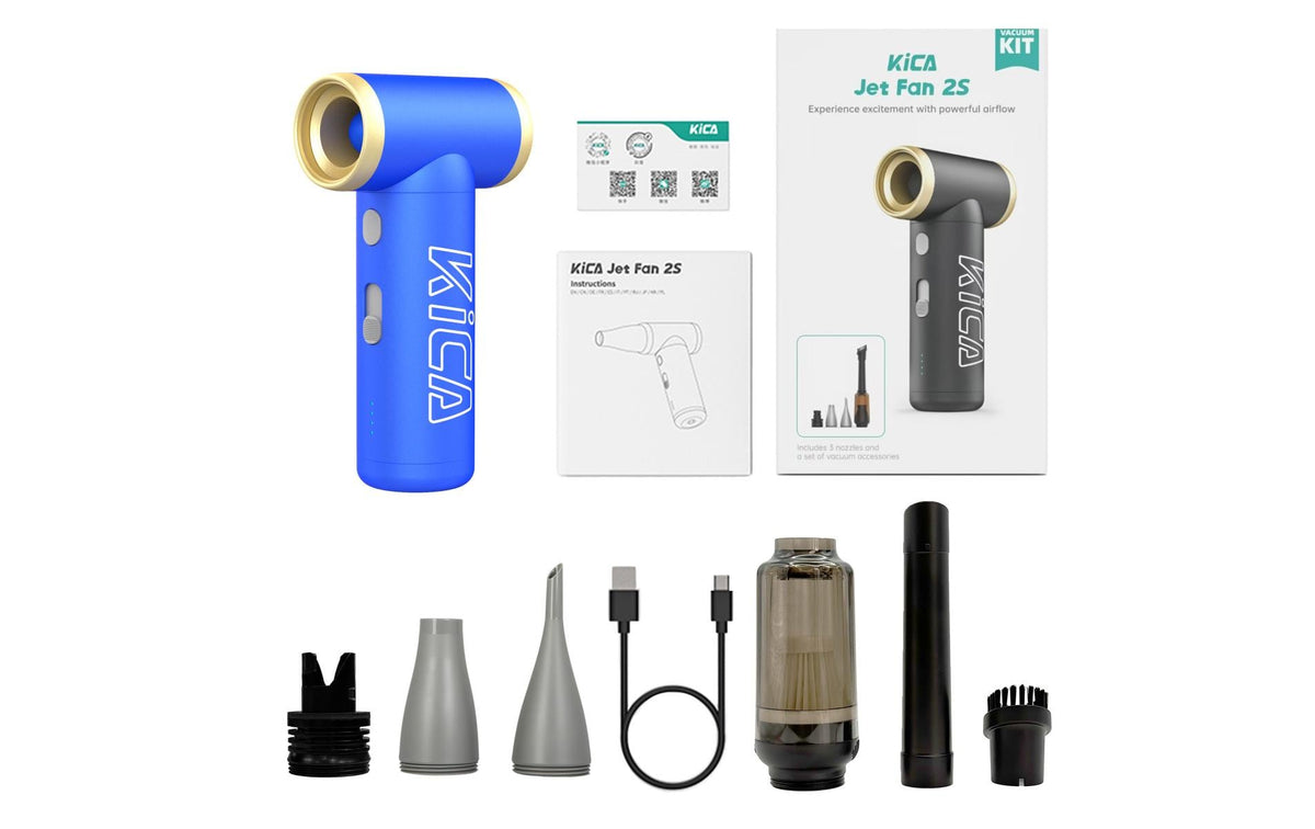 KICA Handventilator Jet Fan 2S Vacuum Kit – 1100 mAh, 3,5 h, Blau