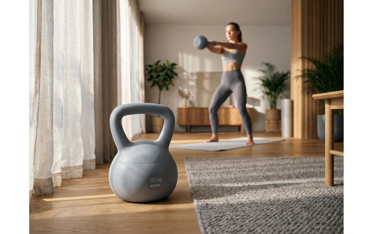 KOOR Paalla Soft Kettlebell – 10 kg – 21,5 × 31 × 21,5 cm – PVC, Sand