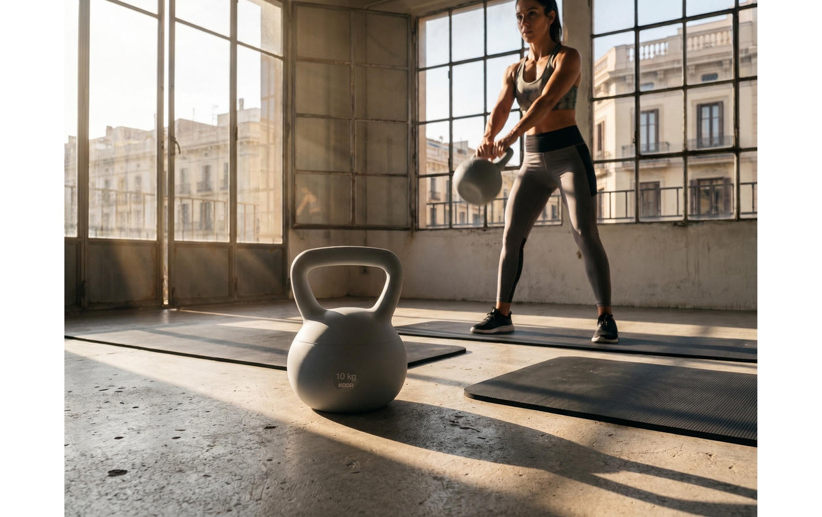 KOOR Paalla Soft Kettlebell – 10 kg – 21,5 × 31 × 21,5 cm – PVC, Sand
