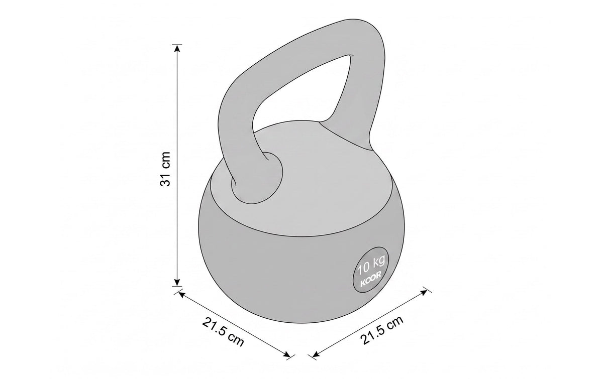 KOOR Paalla Soft Kettlebell – 10 kg – 21,5 × 31 × 21,5 cm – PVC, Sand