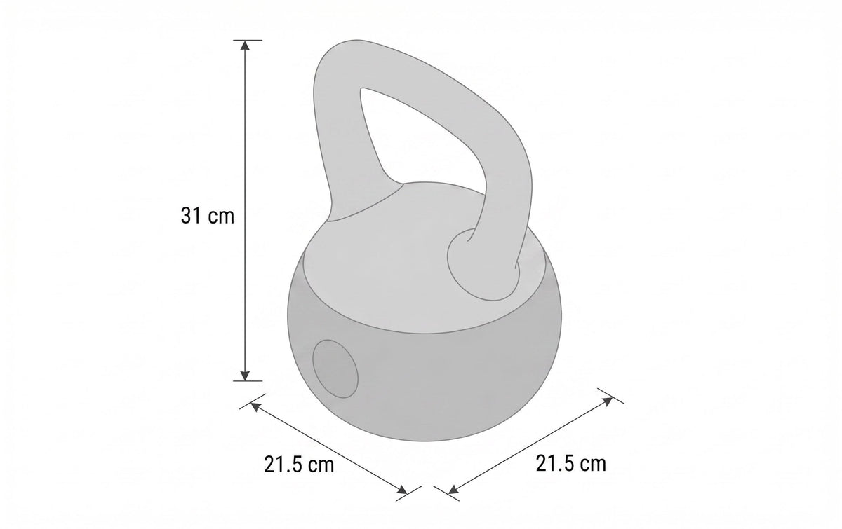 KOOR Paalla Soft Kettlebell – 14 kg – 21,5 × 31 × 21,5 cm – 1 Stück – PVC, Sand – grau