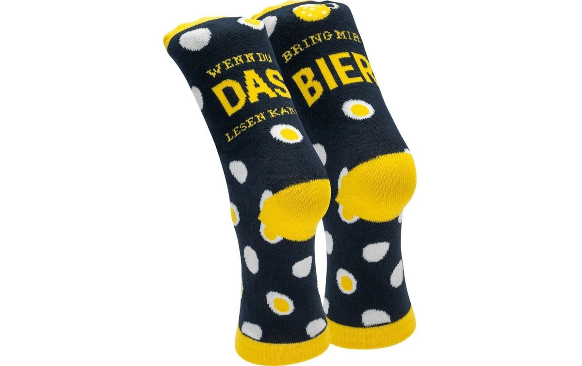 Sheepworld Socken, Bier-Motiv – Grösse 41–46, Gelb/Schwarz