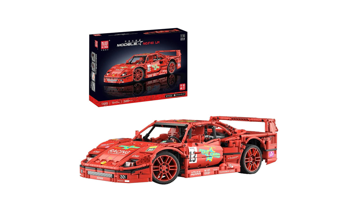 Mould king 3D Puzzle Rennwagen F40 LM – 2688 Teile – 21 × 12,5 × 46,2 cm – ab 14 Jahren – Kunststoff – Rot