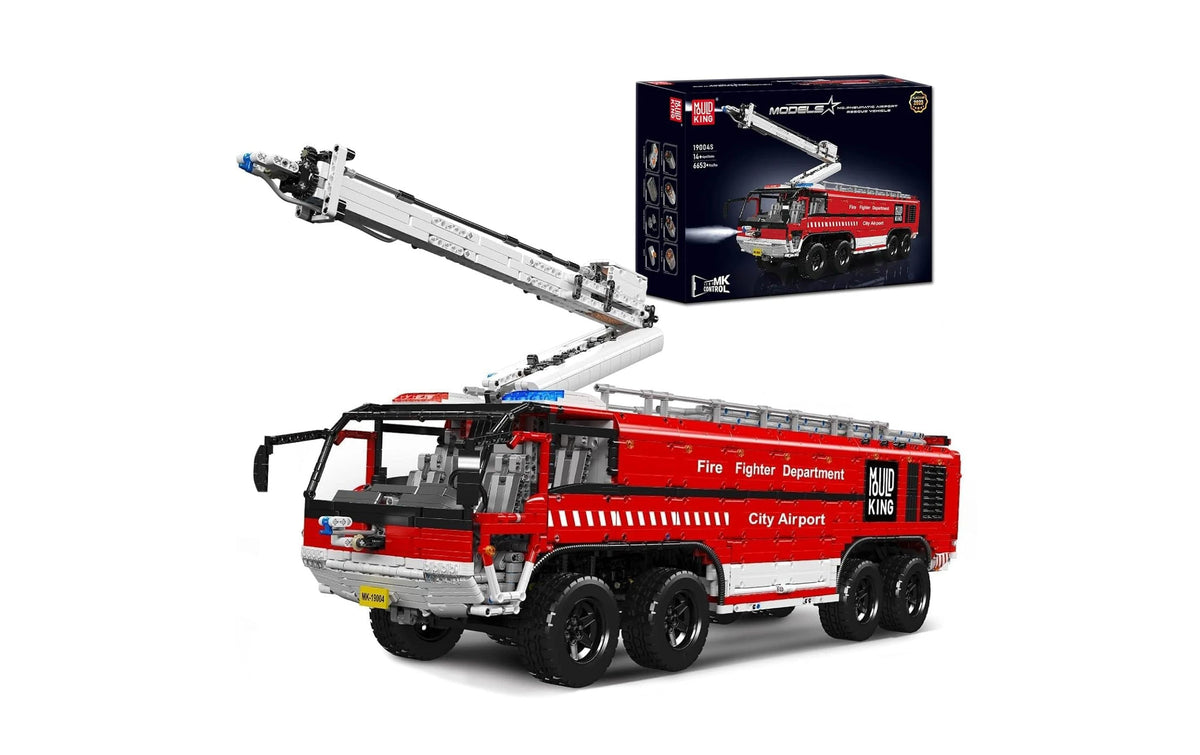 Mould king Bausatz Flughafenrettung Feuerwehrfahrzeug – 6653-teilig – 26,5×32×106,2 cm – ab 14 J.