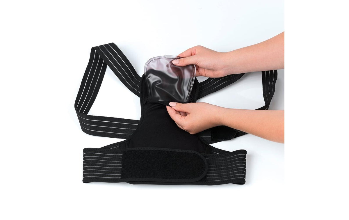 MAXXMEE Rückenkorrektor – mit Gelpad, Wärmetherapie – L-XL – Schwarz