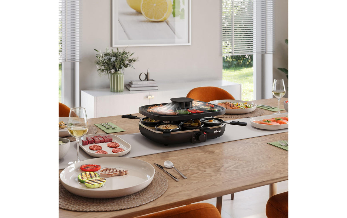 Tristar Raclette RA-2760 – 6 Personen, Keramik-Grillfläche 35 × 27,5 cm, 1100 W – schwarz