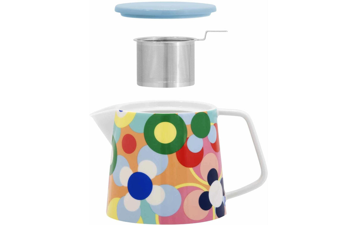 REMEMBER Teekanne – 1,2 l, Ø 14,6 cm, Porzellan/Edelstahl, Mehrfarbig, mit Edelstahlfilter, spülmaschinenfest