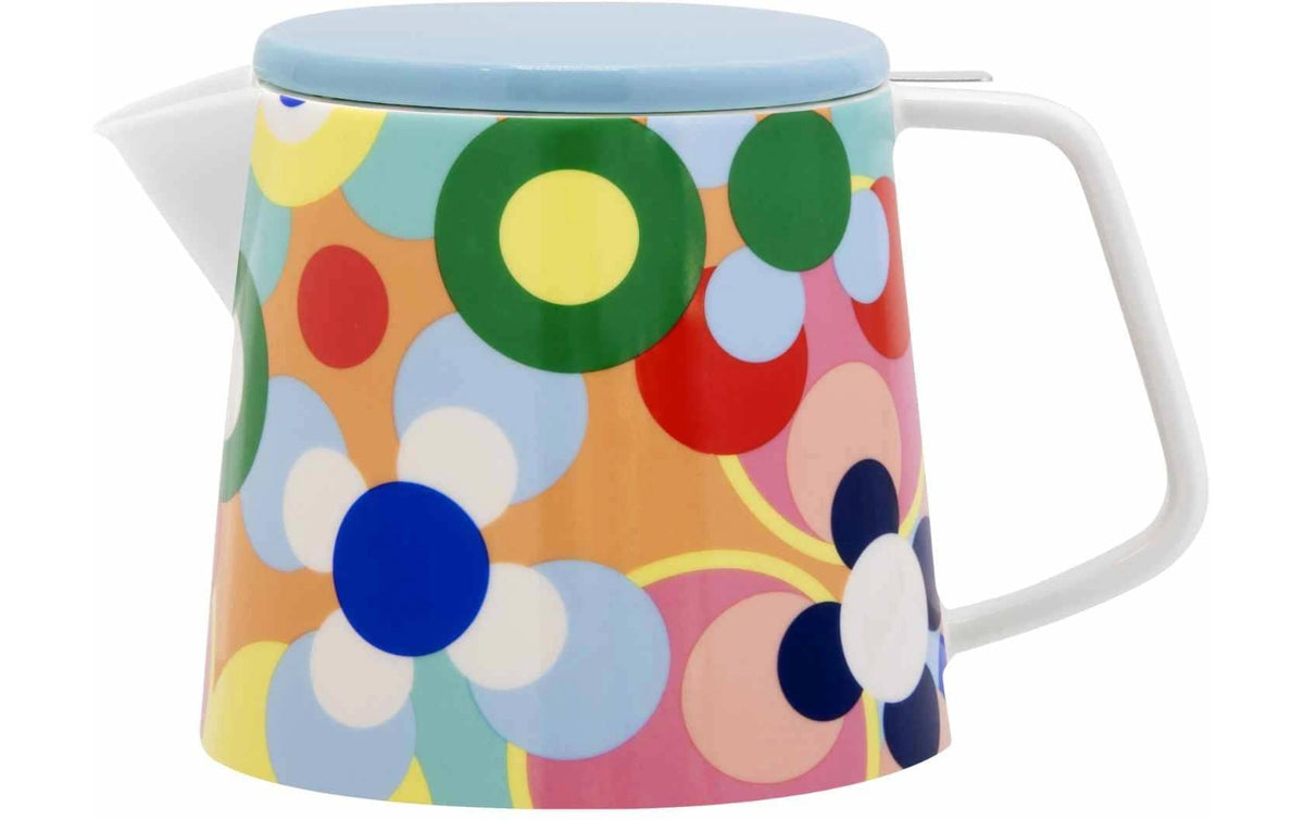 REMEMBER Teekanne – 1,2 l, Ø 14,6 cm, Porzellan/Edelstahl, Mehrfarbig, mit Edelstahlfilter, spülmaschinenfest
