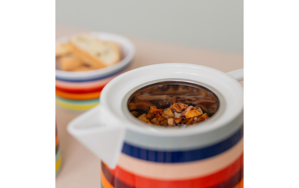 REMEMBER Teekanne Lorenzo – 1,2 l, Ø 14,6 cm, H 14,0 cm, Porzellan/Edelstahl, mit Edelstahlfilter