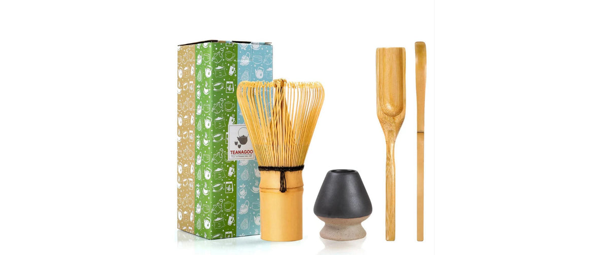 Teanagoo Matcha-Set 4-teilig, Porzellan/Bambus, Ø 10 × 9 cm, Schwarz