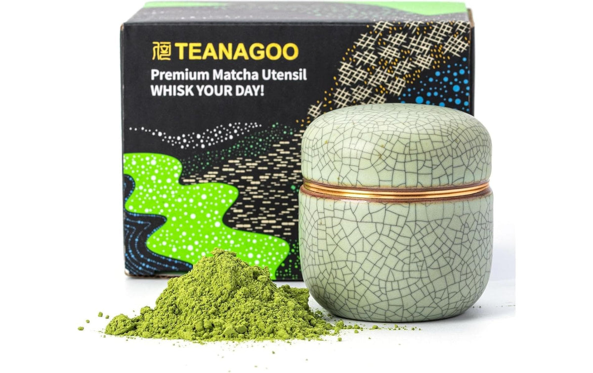Teanagoo Vorratsdose 80 ml, Ø 6,2 × 9 cm, Keramik/Aluminiumlegierung, Hellgrün