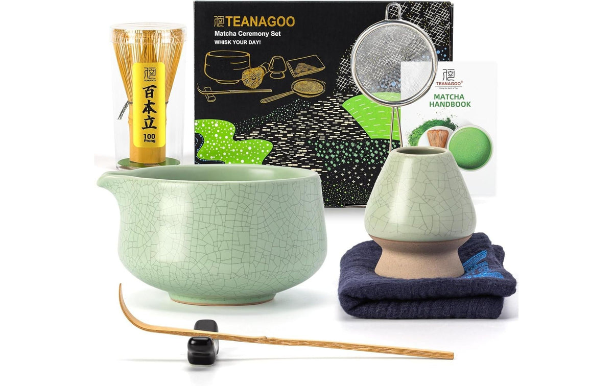 Teanagoo Teesieb 7-teilig, 510 ml, 10 cm (H), Keramik/Bambus/Baumwolle, Hellgrün