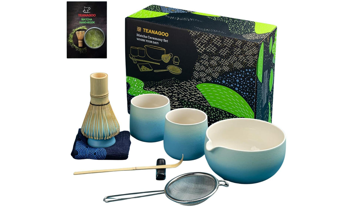 Teanagoo Teekanne, 0,5 l, Keramik, Edelstahl-Teesieb, Hellblau/Weiss