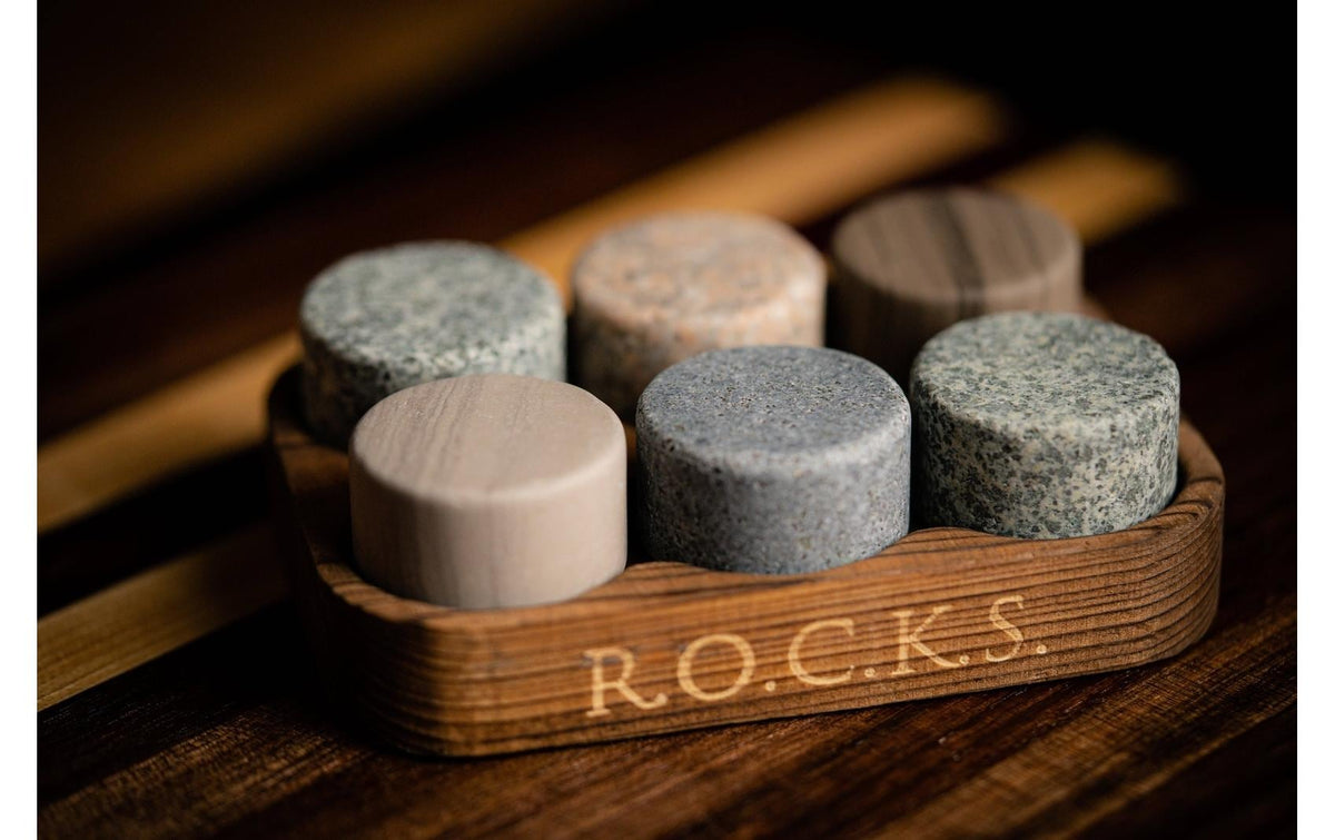 R.o.c.k.s. Whiskysteine – Ø 3,5 × 4 cm, Granit, Mehrfarbig, 6 Stk.