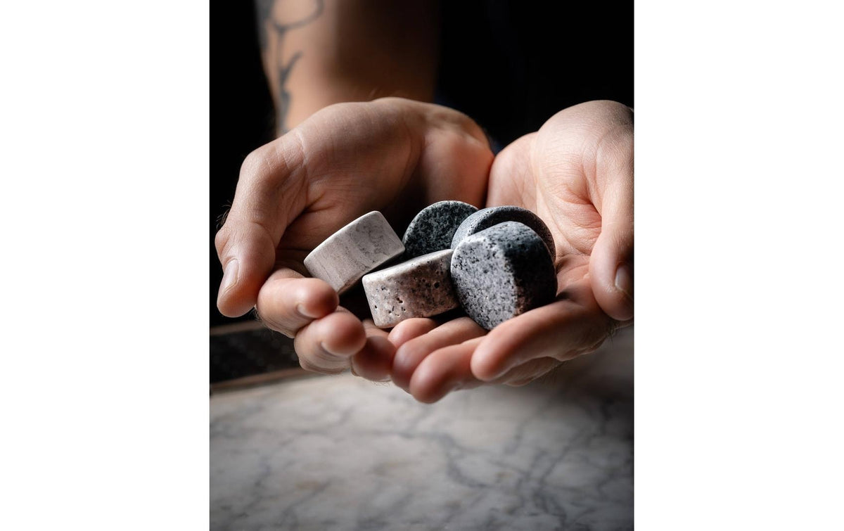 R.o.c.k.s. Whiskysteine – Ø 3,5 × 4 cm, Granit, Mehrfarbig, 6 Stk.