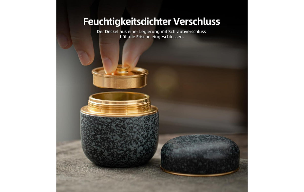 Teanagoo Vorratsdose 80 ml, Ø 12 × 9 cm, Keramik/Aluminiumlegierung, Schwarz