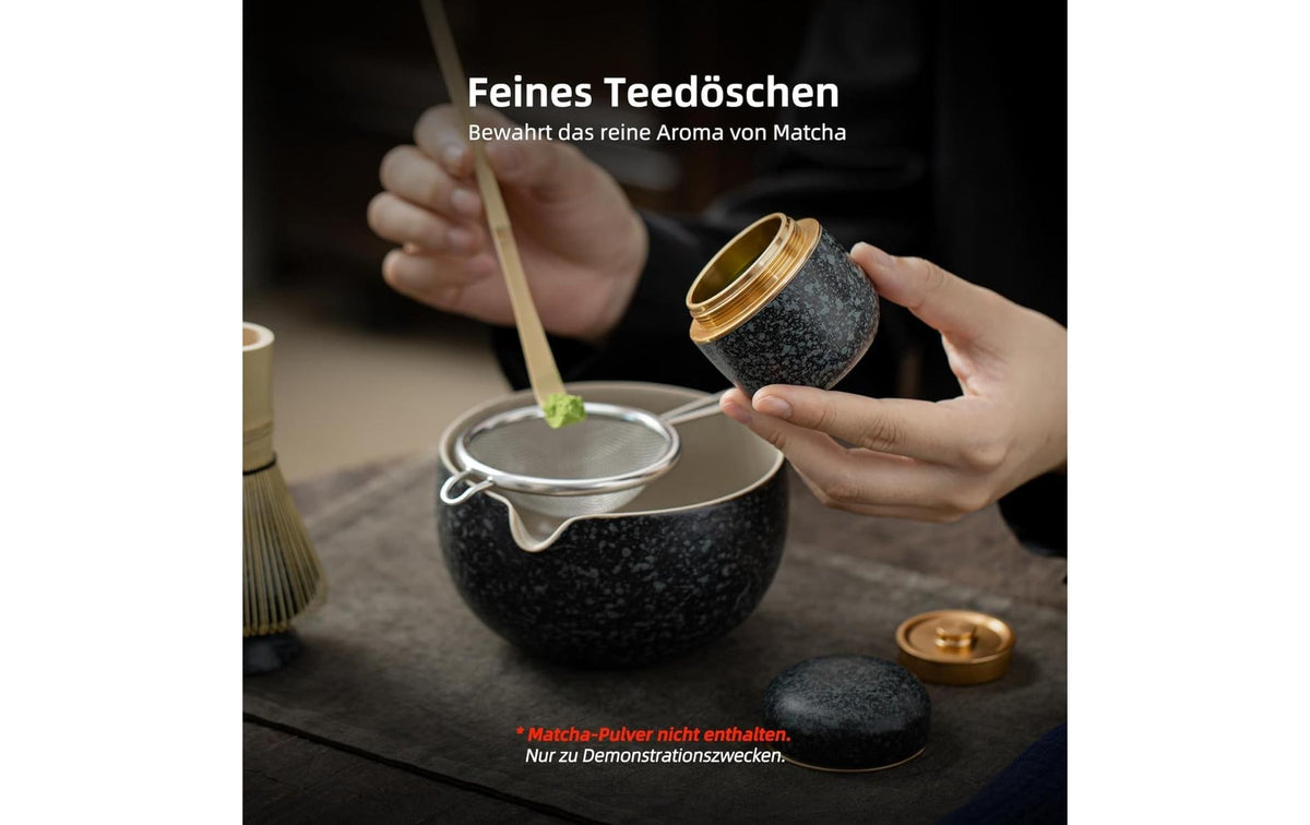 Teanagoo Vorratsdose 80 ml, Ø 12 × 9 cm, Keramik/Aluminiumlegierung, Schwarz
