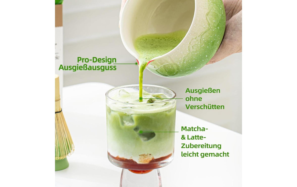 Teanagoo Teesieb, 7-teilig, 560 ml, H 10 cm, Keramik/Bambus/Baumwolle, mit Edelstahlfilter, Grün