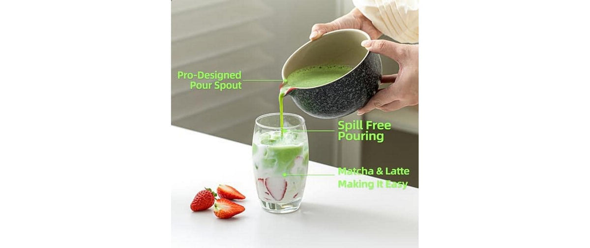 Teanagoo Matcha-Set 510 ml, 10 cm, 7-teilig, Keramik/Bambus, Schwarz