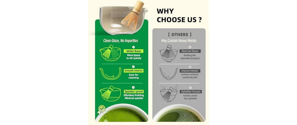 Teanagoo Matcha-Set 510 ml, 10 cm, 7-teilig, Keramik/Bambus, Schwarz