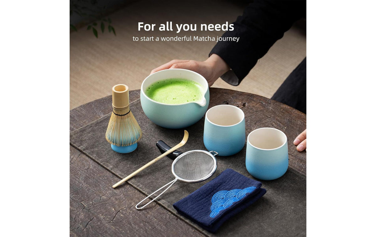 Teanagoo Teekanne, 0,5 l, Keramik, Edelstahl-Teesieb, Hellblau/Weiss