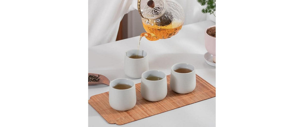 Teanagoo Teetassen – 4er Set, 205 ml, H 10,0 cm, Porzellan, Hellgrau, spülmaschinenfest, mikrowellengeeignet
