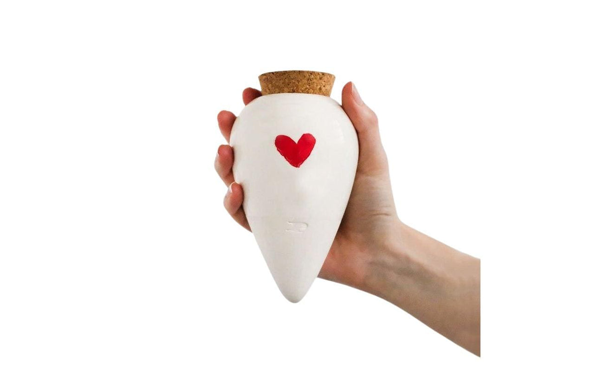 Pepin Wasserspender Olla Herz – Ø 9,5 × 17 cm – Ton, weiss