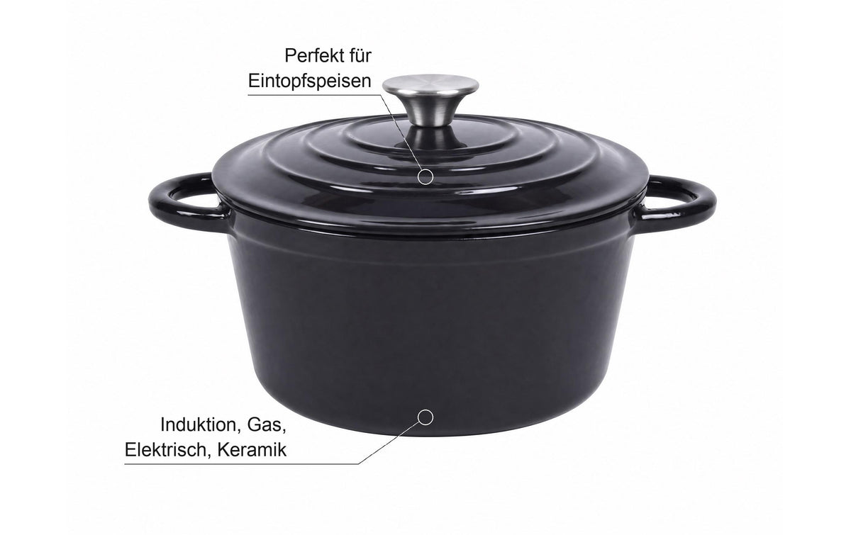 Cocon Kochtopf – 3,5 L, Ø 24/28 cm, Gusseisen, Antihaftbeschichtung, für Induktion, Gas, Glaskeramik u. a.
