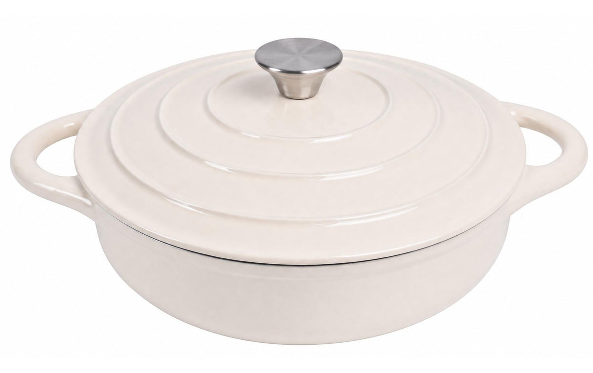 Cocon Kochtopf – 3,5 l, Ø 28 cm, Gusseisen, Emaille, für Induktion, Gas, Glaskeramik u. a., Beige