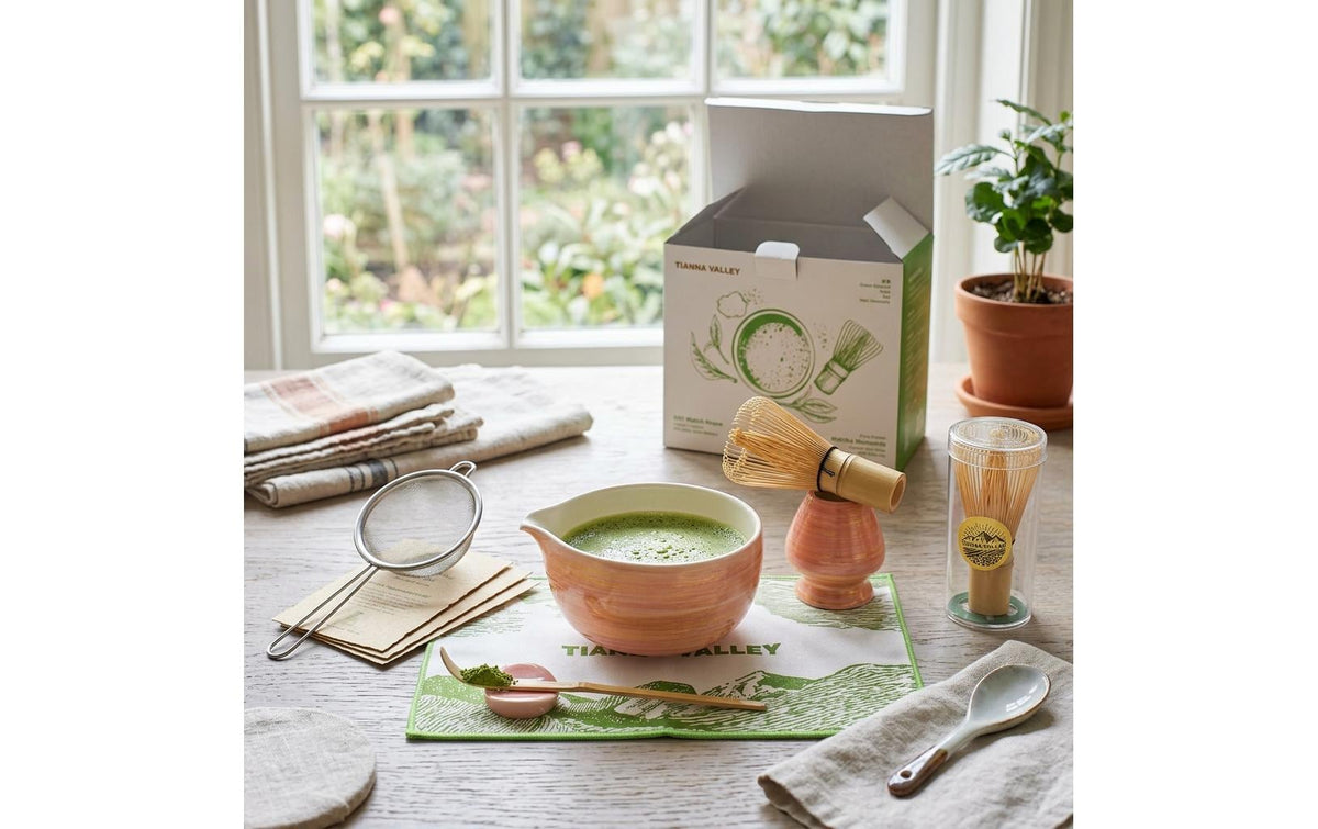 Teanagoo Matcha-Set 7-teilig, 510 ml, Keramik/Edelstahl/Bambus/Baumwolle, orange, mit Edelstahlfilter