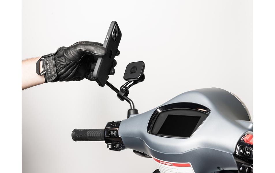Peak Design Motorradhalterung – Fahrrad-/Motorrad-Halterung – Kabelloses Laden, magnetisch – Spiegel – Schwarz