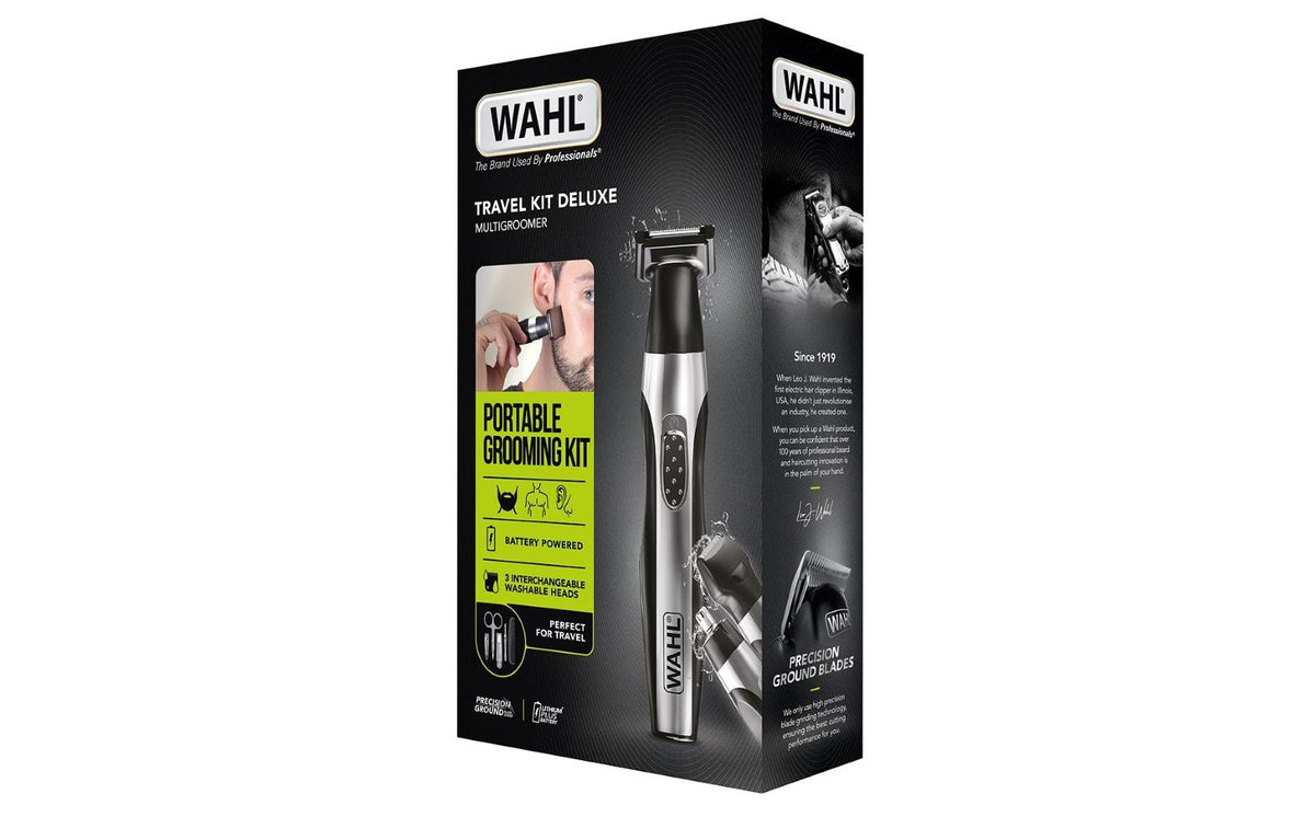 Wahl Bart- & Haarschneider Reiseset – 12 Stk – Schwarz/Silber – Batteriebetrieb