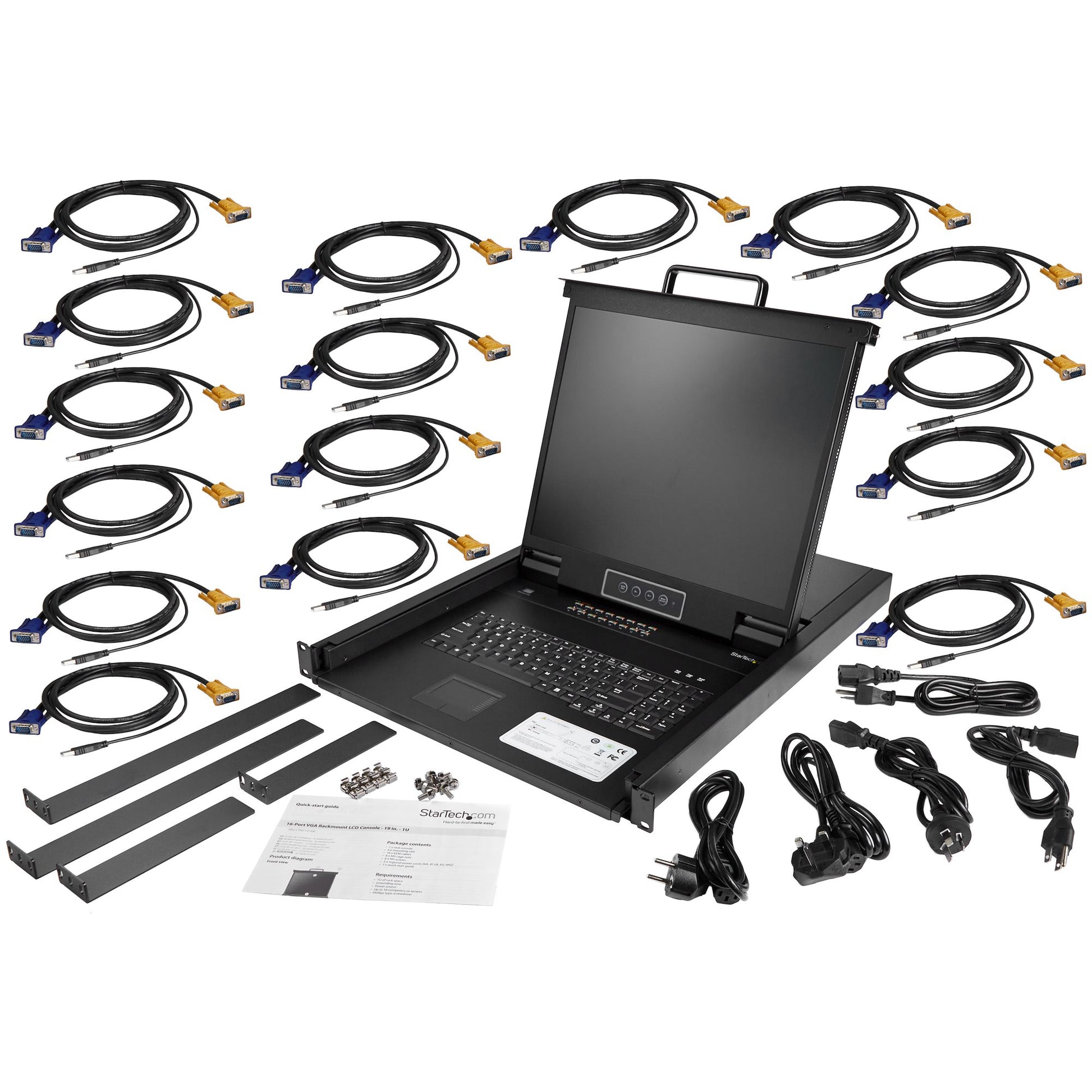 StarTech.com 19" Rack-LCD-Konsole – 16-Port VGA KVM, 1280 × 1024, USB 2.0 – 1U