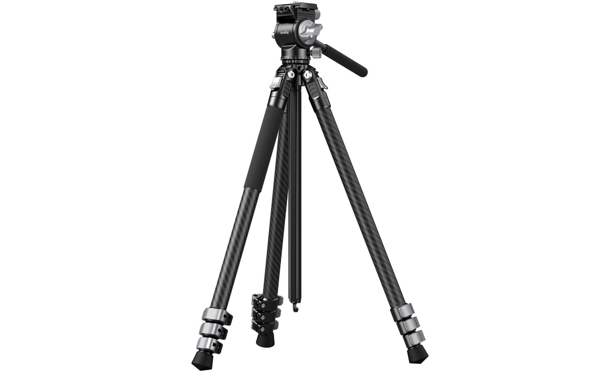 SmallRig Stativ – bis 160 cm – 12 kg, 4 Sektionen, Carbon – für Action-Kameras, Smartphones – schwarz