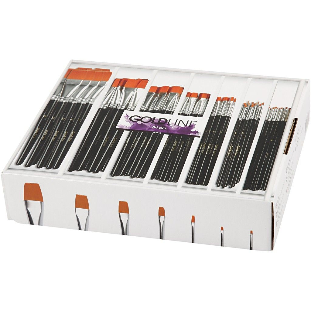 Creativ Company Pinsel-Set – Flachpinsel, Nylon, Grössen 0/2/4/8/12/16/20, 84 Stück