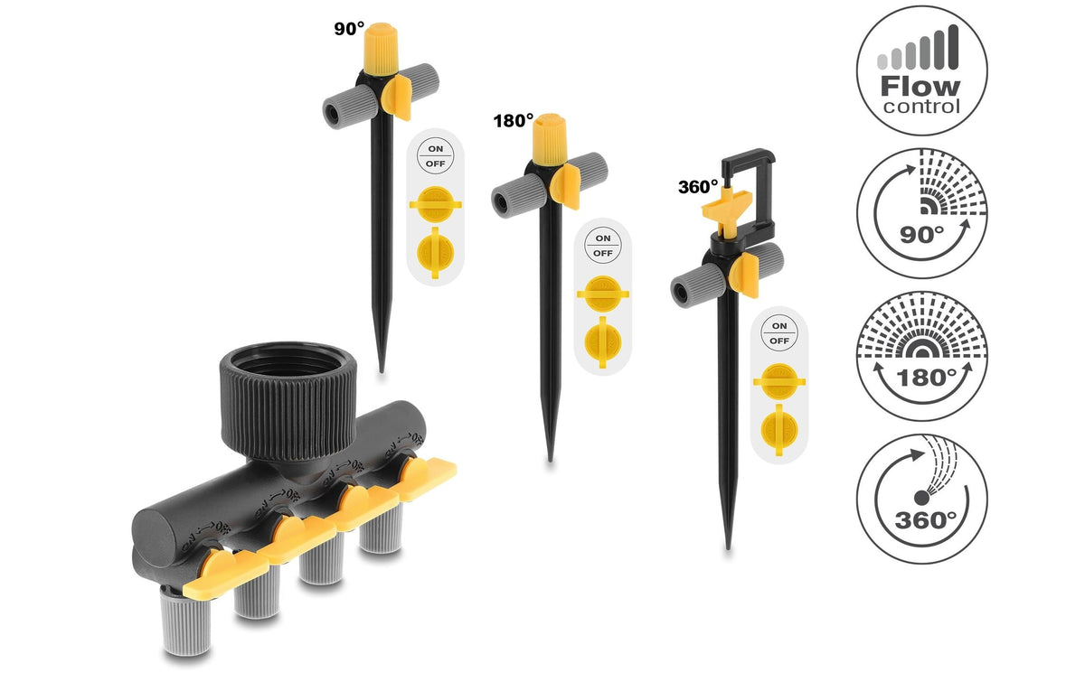 DeLOCK Sprinklerstecker T-Form Set – Ø 4,6 mm, Gelb, Schwarz, für 4,6 mm Anschluss