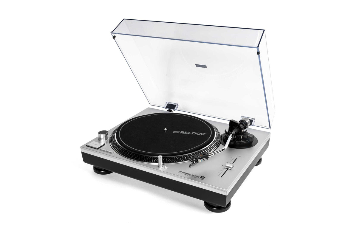 Reloop RP-2000 USB MK4 – Plattenspieler (Direktantrieb), S-Form-Tonarm, 33⅓/45 U/min – Silber